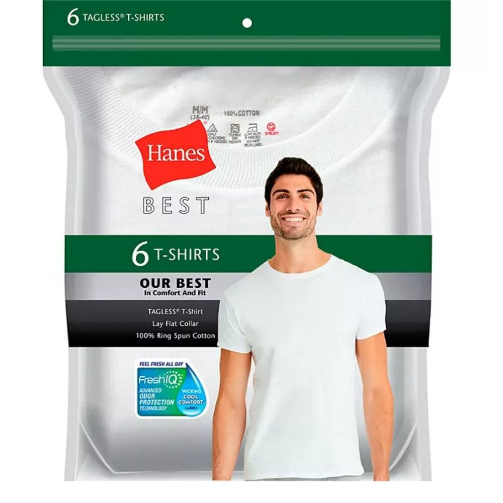 Hanes Men's Best 6-Pack Crew T-Shirt